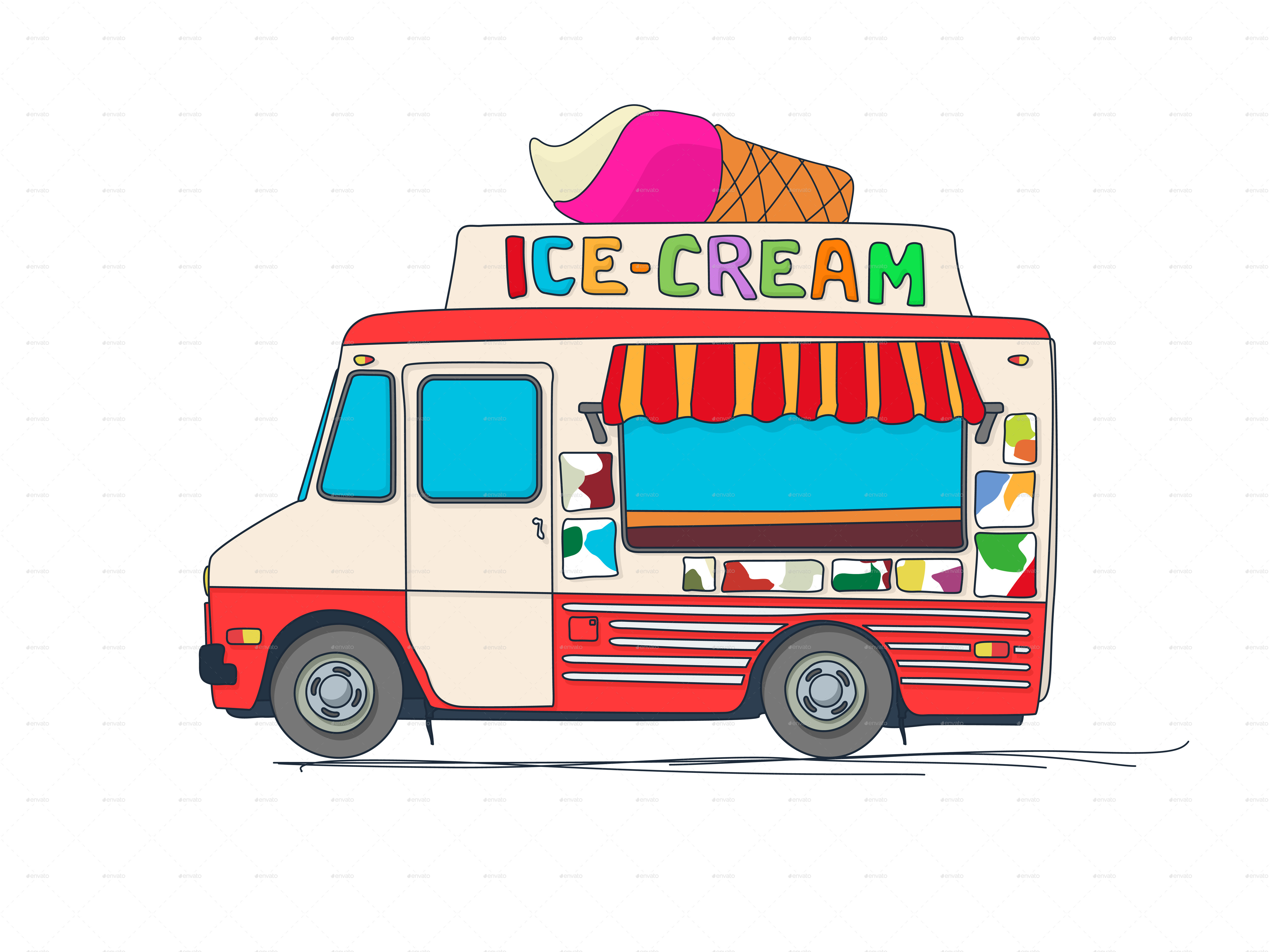 Ice Cream Truck Cartoon Delicious Animated Food S Liferisife